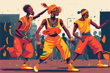 Professional Africans street dancers, Cheerful afro dancers, generative ai