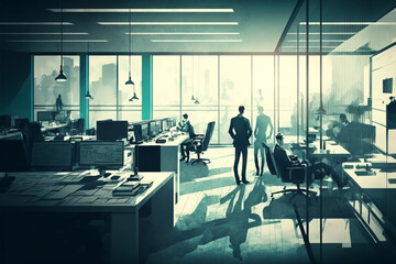 Fototapeta na wymiar Generative Ai of a business workspace interior. 