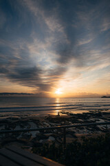 sunset over the beach