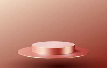 Golden podium with lighting, Stage Podium Scene with for Award, Decor element background. Vector