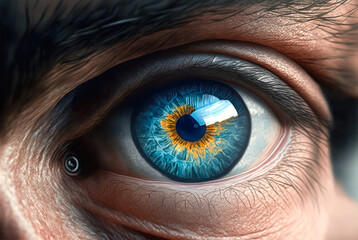 extreme close up of blue human eye - Generative AI