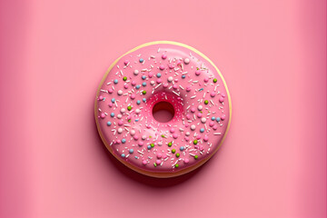 pink donut on a pink background