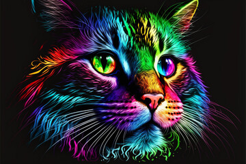 cat face in rainbow colors