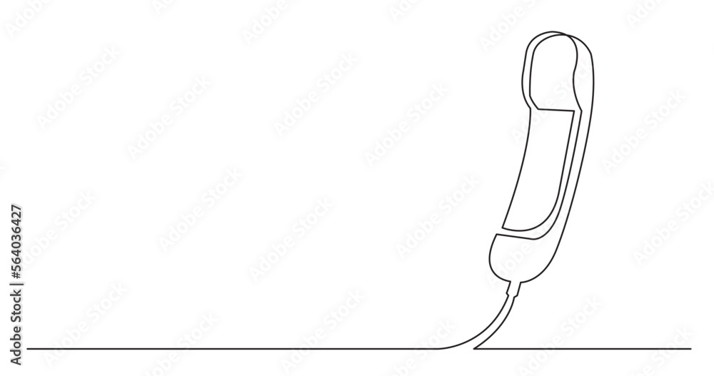 Poster continuous line drawing vector illustration with fully editable stroke of phone receiver with copy s