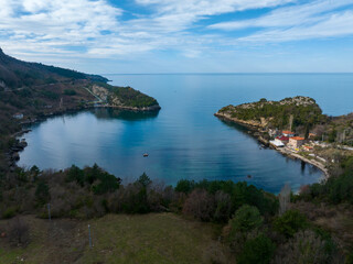 Fototapeta na wymiar Gideros bay view, Cide, Kastamonu, Turkey, also the most beautiful natural Bay of your Black Sea, dating from the Genoese