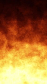 Artistic fire flames with smoke loop vertical animation background. Copy space.