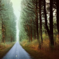 Fototapeta premium path and sunrise in the forest