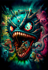 Fototapeta premium Generative AI surreal render of a monster