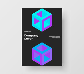 Isolated geometric shapes handbill illustration. Unique booklet design vector layout.
