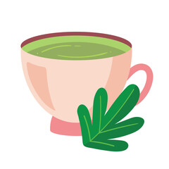 green tea in pink cup
