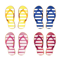 Summer flip flop vector set. Slipper footwear elements in colorful design. Vector illustration summer collection.