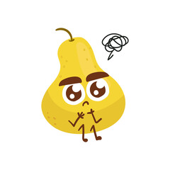 Cute Cartoon Pear character expression stickers on white background