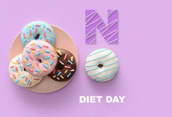 Banner for International No Diet Day with sweet donuts