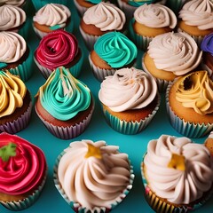 Colorful cupcakes generative AI 