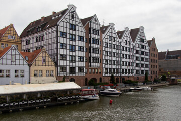 Gdańsk architecture and boats by the Motława River