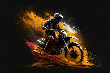 motocross rider on a motorcycle, Generative AI - obrazy, fototapety, plakaty