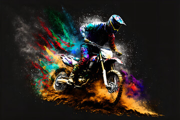motocross rider on a motorcycle, Generative AI