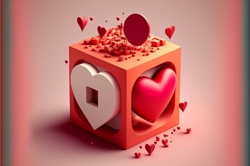 Valentine's Day Love: Romantic Gift Ideas for Couples with Red and Gold Hearts, Pink Clouds, and 4K Wallpaper Backgrounds to Celebrate the Holiday of Love generative ai