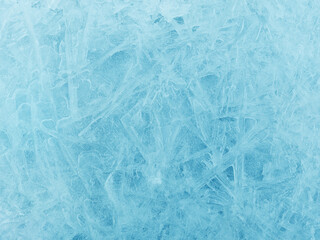 Bizarre ice on the frozen Baltic Sea in winter closeup