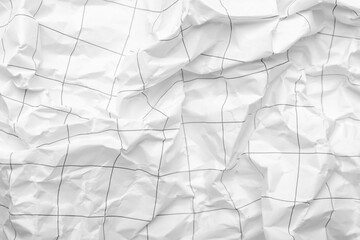 Texture of crumpled checkered paper sheet, closeup
