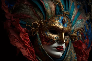 Deurstickers venetian carnival mask, Generative AI © Tutorieleasyway