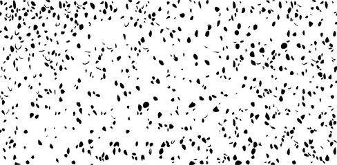 Small uneven spots and particles of debris. Abstract vector texture. Distressed uneven background. Grunge texture overlay with fine grains isolated on white background. Vector illustration. EPS10.
