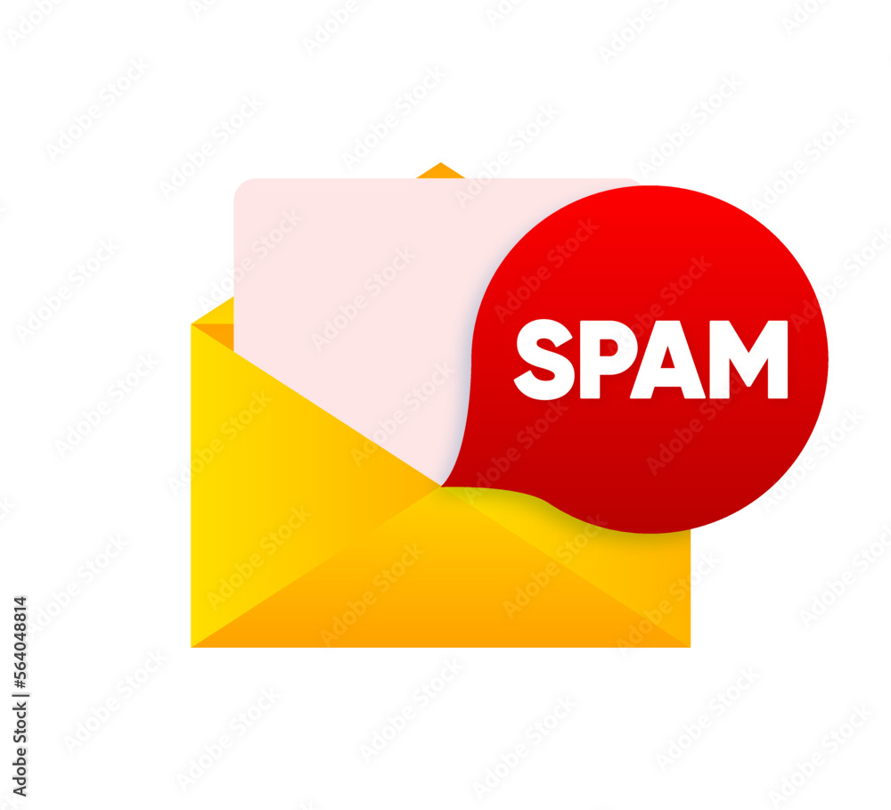 Poster spam email. concept of virus, piracy, hacking and security. mailbox hacking, spam warning. vector il