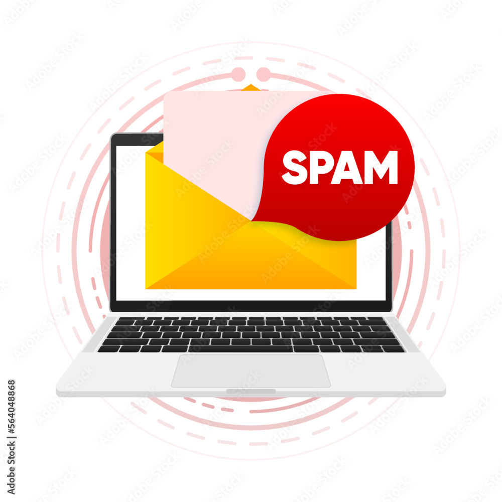 Poster spam email. concept of virus, piracy, hacking and security. mailbox hacking, spam warning. vector il