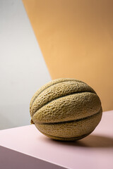 Cantaloupe on a colored background