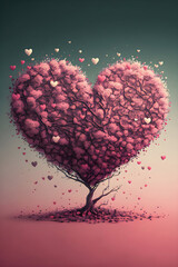 Valentine's day background, some cute hearts, love wallpaper illustration, generative ai