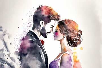 Wedding Couple - Watercolour (Generative Art - AI)