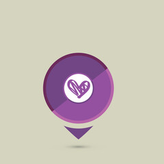 save pin icon, location vector icon, map pointer with heart icon