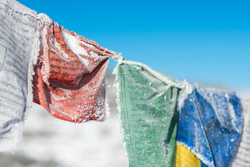 Buddhist flags in the mountains