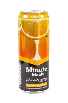 canette de minute maid &agrave; orange isol&eacute; sur un fond blanc