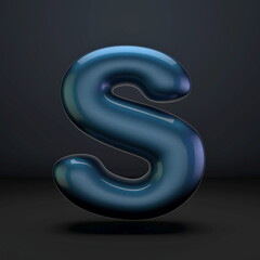Dark blue shiny font Letter S 3D