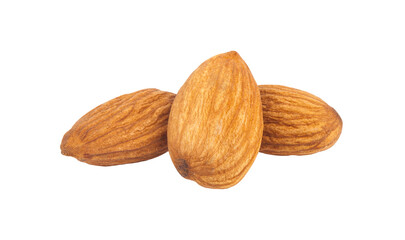 Almonds isolated on white background.