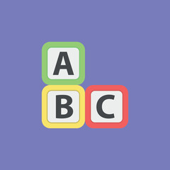 Vector illustration of icon of children's colored cubes with letters.