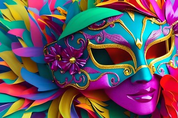A bright carnival mask. Generative AI