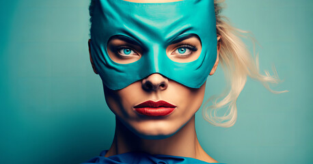 Super hero woman wearing a mask. Generative ai