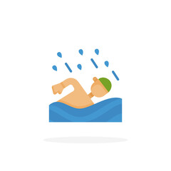 Swimming Sport Exercise Workout Swimming icon flat. Vector illustration on white background. Can used for web, app, digital product, presentation, UI and many more.