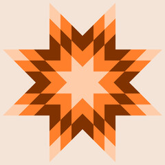 Vector graphic of a patchwork design in neutral colours. It is based on a octagonal star which is tessellated with smaller diamond shapes - obrazy, fototapety, plakaty