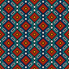 Ethnic, tribal seamless surface pattern. Repeated diamonds and rhombuses motif. Folk background. Folkloric wallpaper. Geometric ornament. Geo digital paper, textile print. Vector art