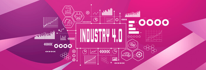 Industry 4.0 theme on geometric pattern background