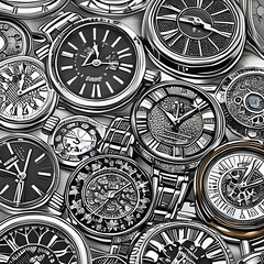 Watch Enthusiast's Dream: A Coloring Page of a Watch Collection