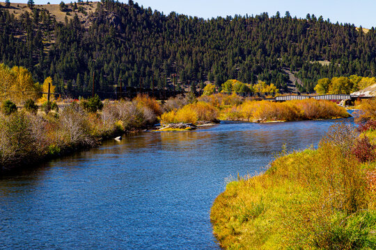 Fall colors on the Clark Fork River in Western Montana. 