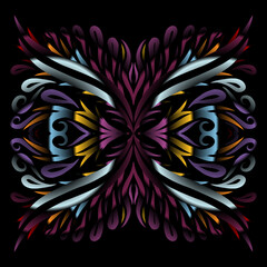 Beautiful colourful gradient line art of indonesian traditional abstract batik dayak ornament for design template elements background 
