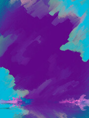 Fototapeta na wymiar Impressionistic Purple & Teal Landscape/Cloudscape - Digital Painting/Illustration/Art/Artwork Background or Backdrop, or Wallpaper