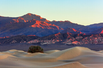 Fototapeta na wymiar Sunrise Mesquite Flat Sand Dunes, Death Valley National Park, California