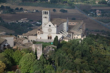 Fototapeta na wymiar View to Basilica San Francesco in Assisi, Umbria Italy