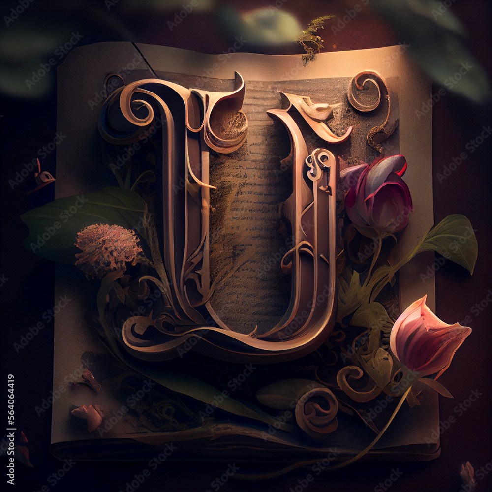 Wall mural The beauty of letter U in tonal colors - Wall murals